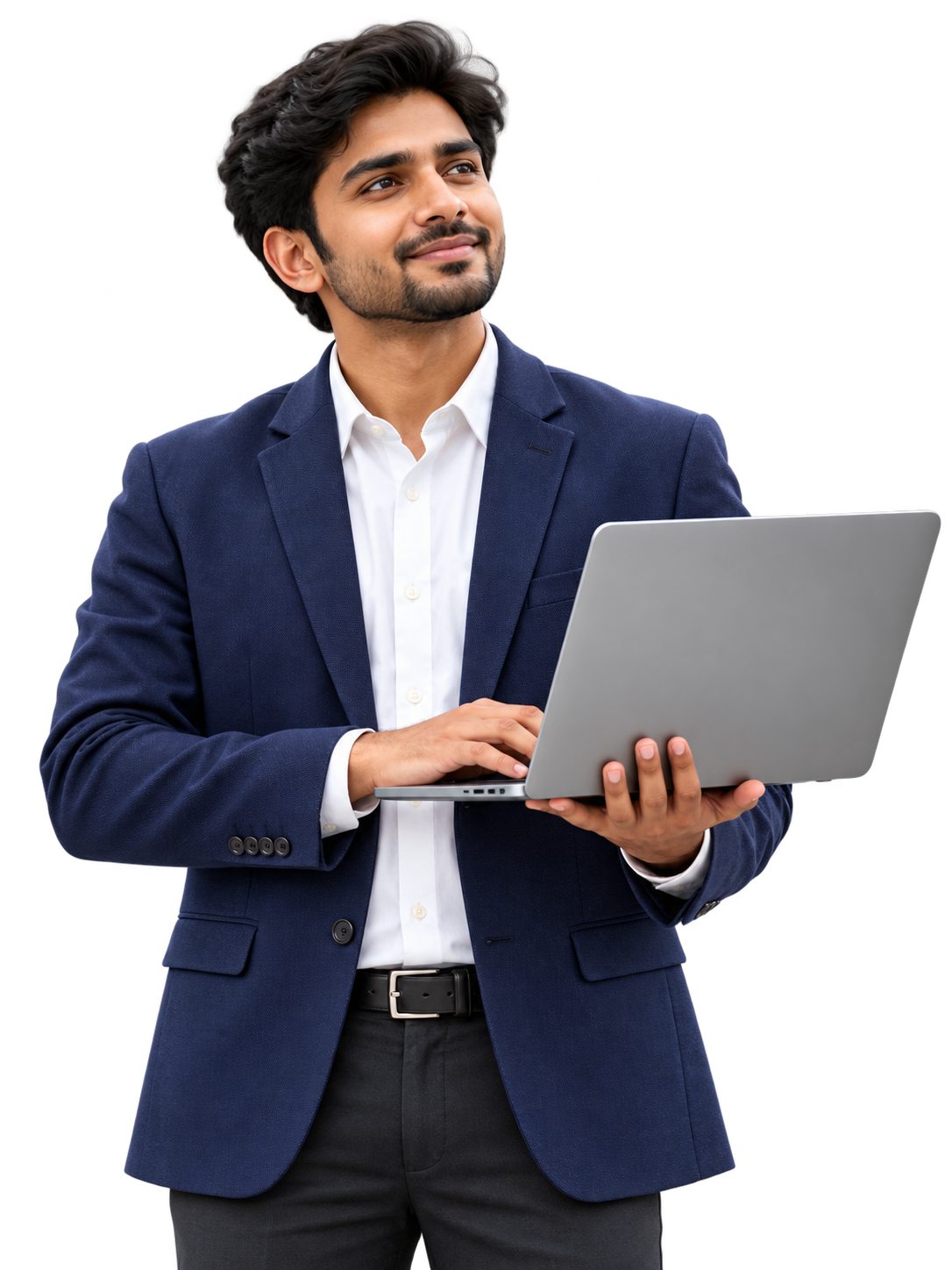 Confident working professional with a laptop