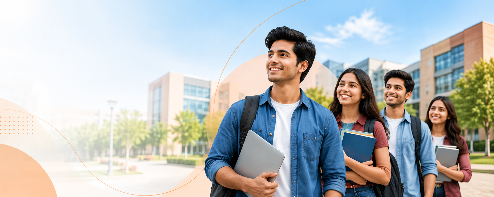 Smiling students on campus